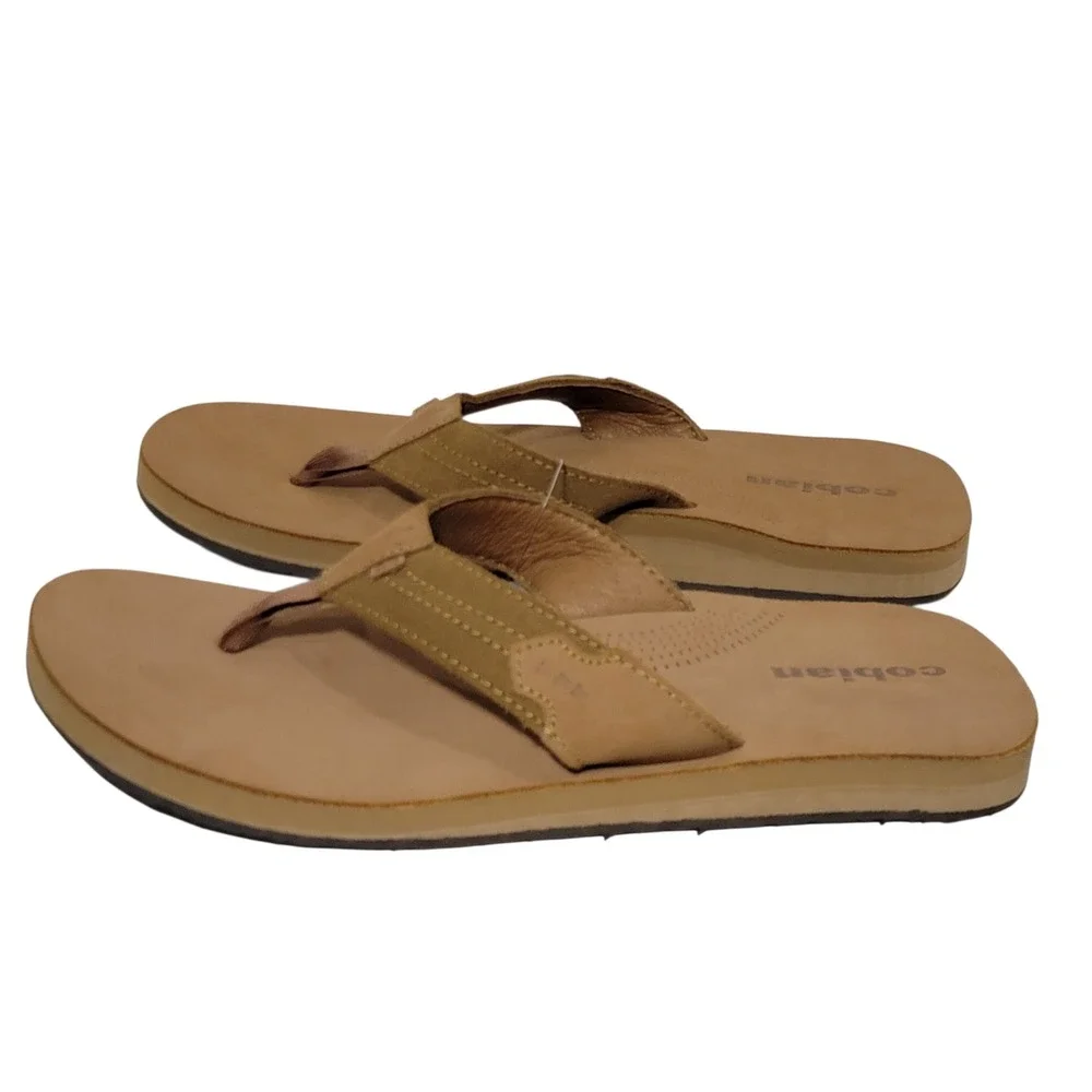 Cobian Lazo Flip Flop Sandals Men Size 11 CAMPO DEL SOL Tan Leather Arch Support